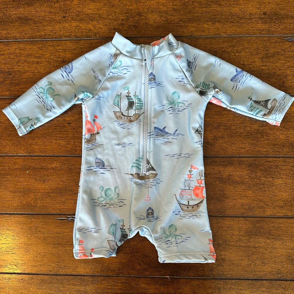 Purebaby Blue and Red Baby Swimsuit maisonette